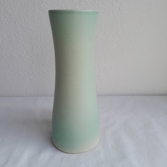 Vase MCM Mid Century Modern Floral Swirl Blue Teal Green Cream White - Picture 3 of 8